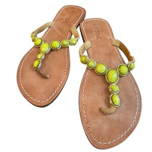 Mystique Gemstone embellished natural stones Sandal Size 10 Handmade